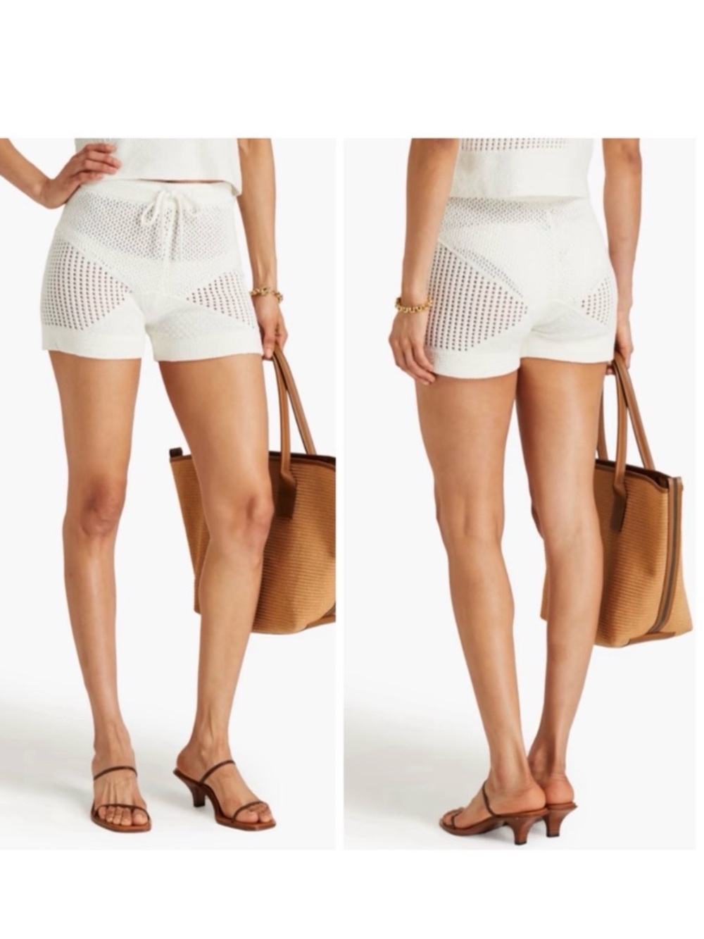ZIMMERMANN Women’s‎ Size 1 / US 6 White Raie Mesh Crochet-Knit Cotton Shorts